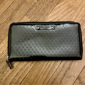 kate spade Black Patent Polka Dot Zip Wallet
